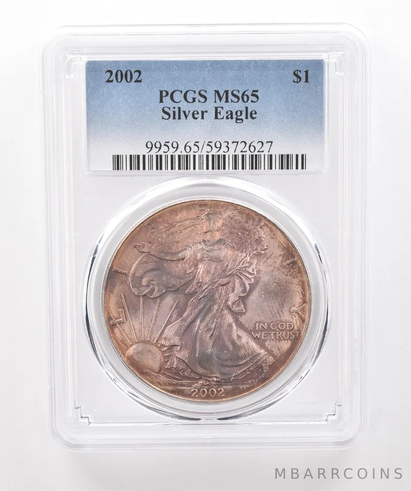 2002 American Silver Eagle MS65 PCGS Beautiful Tone *1987