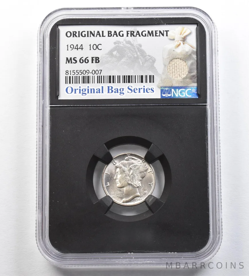 1944 Mercury Dime Original Bag Fragment MS66 FB NGC *0420