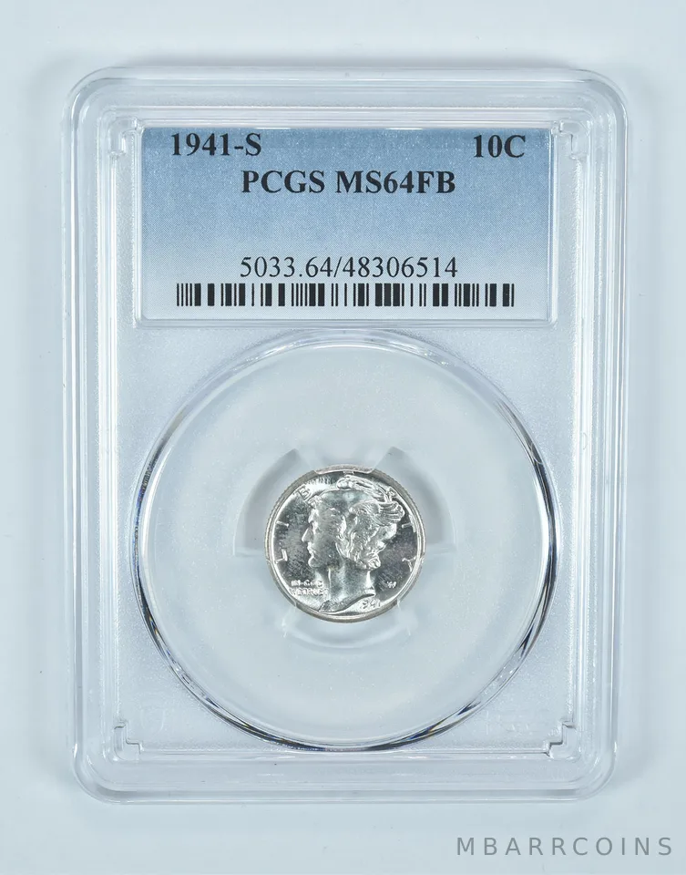 1941-S Mercury Dime MS64 FB PCGS Blue Label