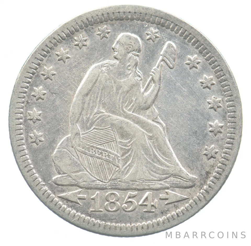 1854 Seated Liberty Quarter Arrows *4737