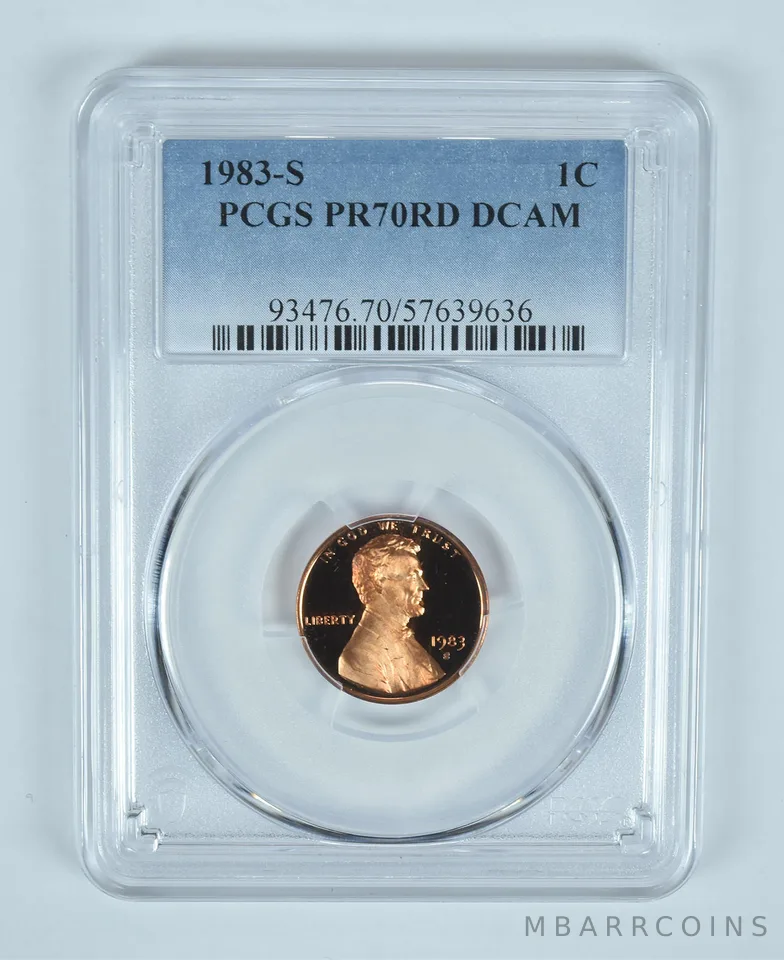 1983-S Lincoln Memorial Cent PR70 DCAM PCGS Blue Label