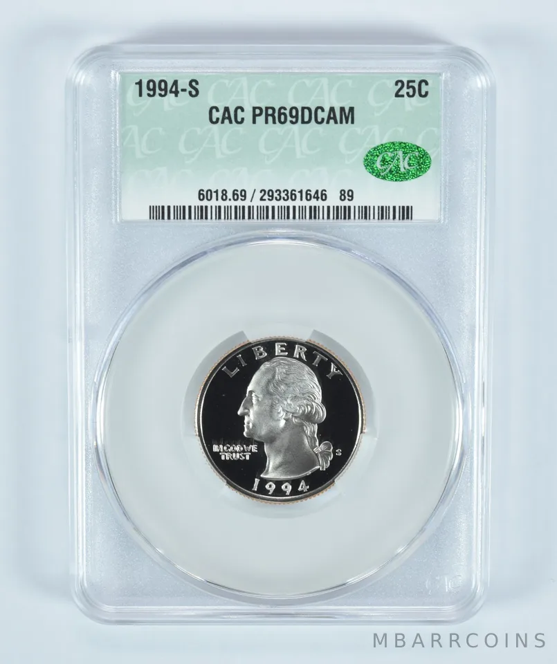 1994-S Washington Quarter PR69 DCAM CAC CACg