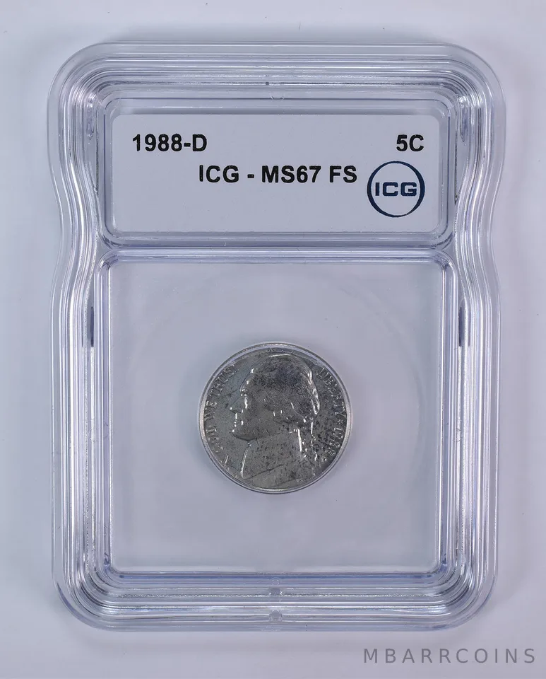 1988-D Jefferson Nickel MS67 FS ICG