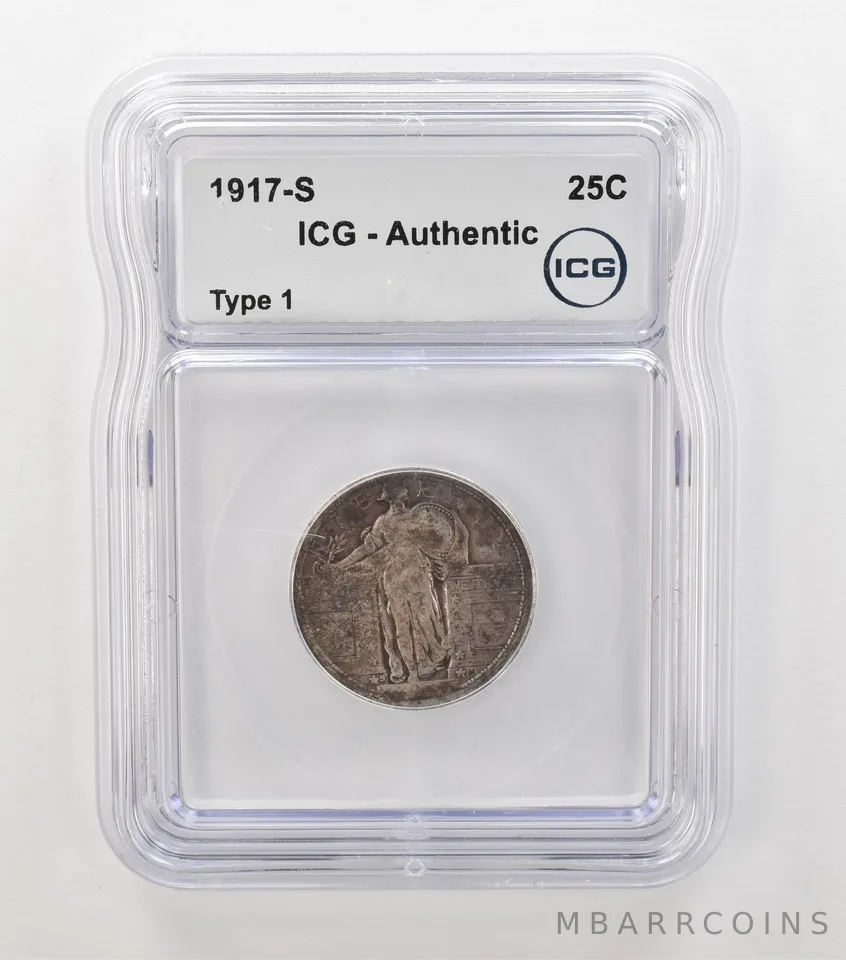 1917-S Standing Liberty Quarter Type 1 Authentic ICG Beautiful Tone a6871