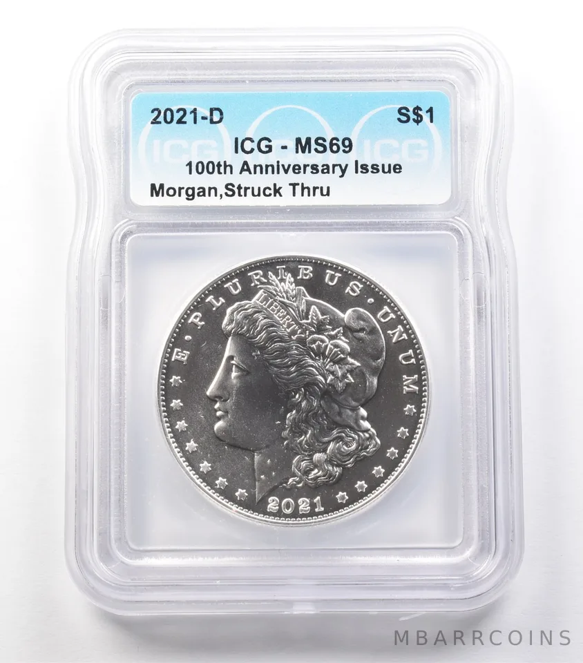 ERROR 2021-D Morgan Silver Dollar Struck Thru MS69 ICG a3656