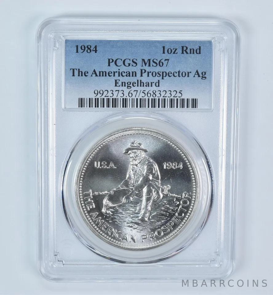1984 Engelhard Prospector 1 Oz Silver Round MS67 PCGS