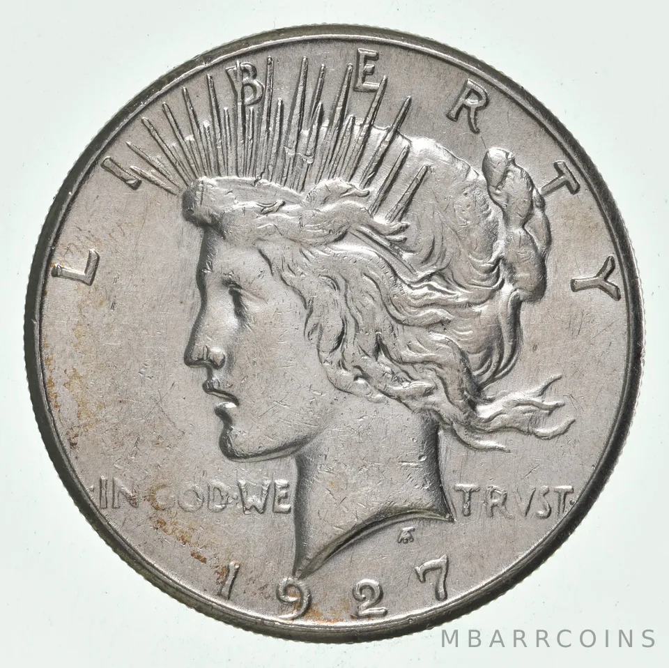 (1) AU 1927-S Peace Silver Dollar 90% - Almost Unc - San Francisco Mint