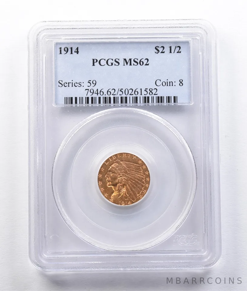 1914 $2.50 Indian Head Gold Quarter Eagle MS62 PCGS *2969