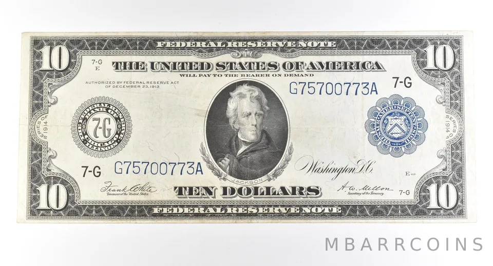 1914 $10 Chicago IL FRN Large Note Blue Seal *2793