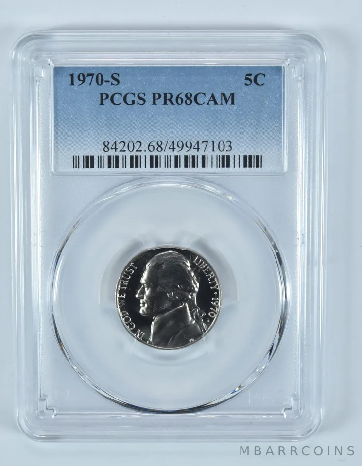 1970-S Jefferson Nickel PR68 CAM PCGS Blue Label