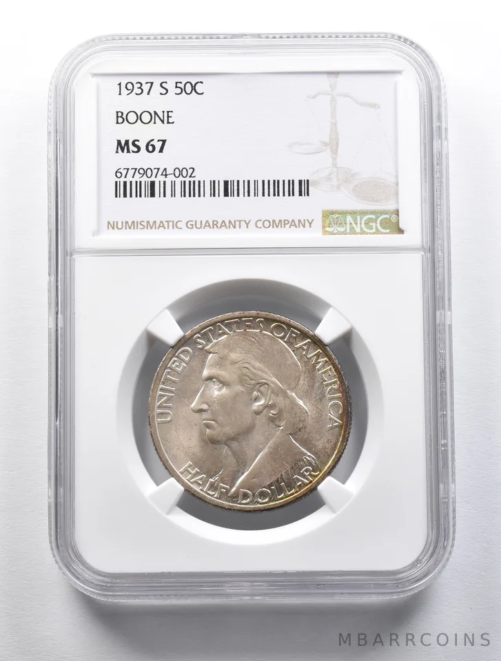 MS67 1937-S Daniel Boone Bicentennial Commemorative Half Dollar NGC a2220