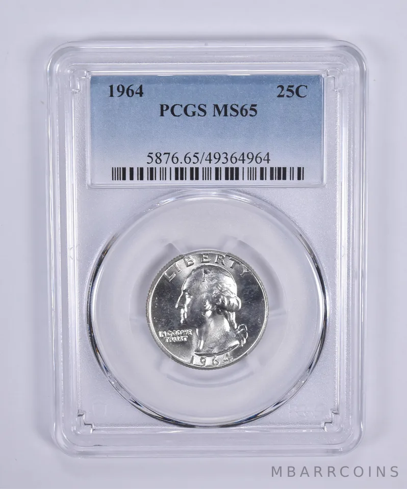 1964 Washington Quarter MS65 PCGS Blue Label