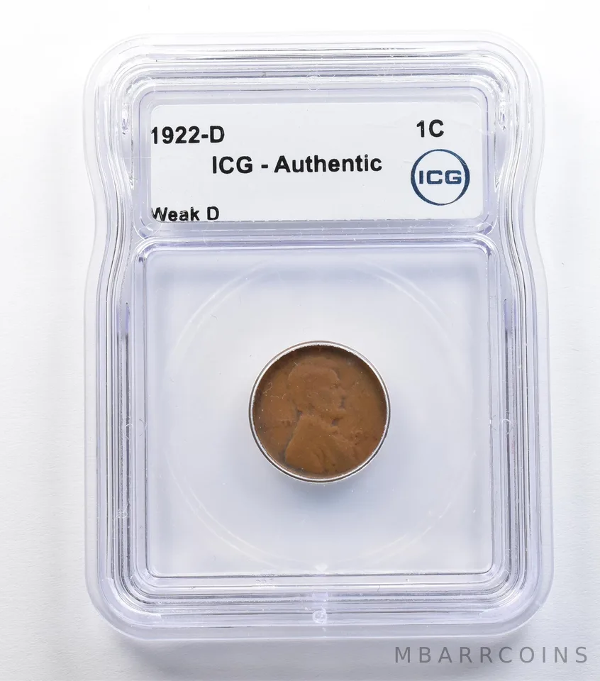 1922-D Lincoln Wheat Cent Weak D Authentic ICG *9289