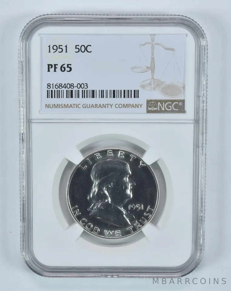 1951 Franklin Half Dollar PF65 NGC Brown Label