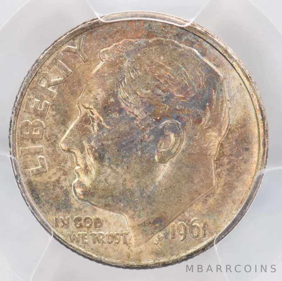 1961 Roosevelt Dime AU58 PCGS Beautiful Tone *0882