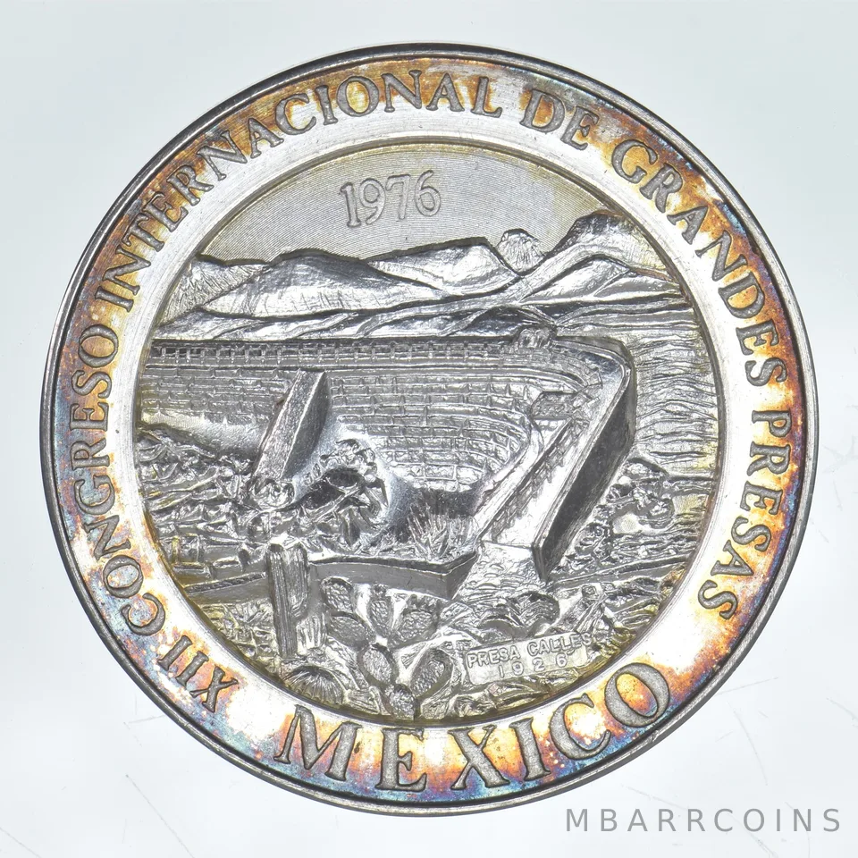 1976 Mexico Silver Round International Congress On Dams Peripheral Tone *8051