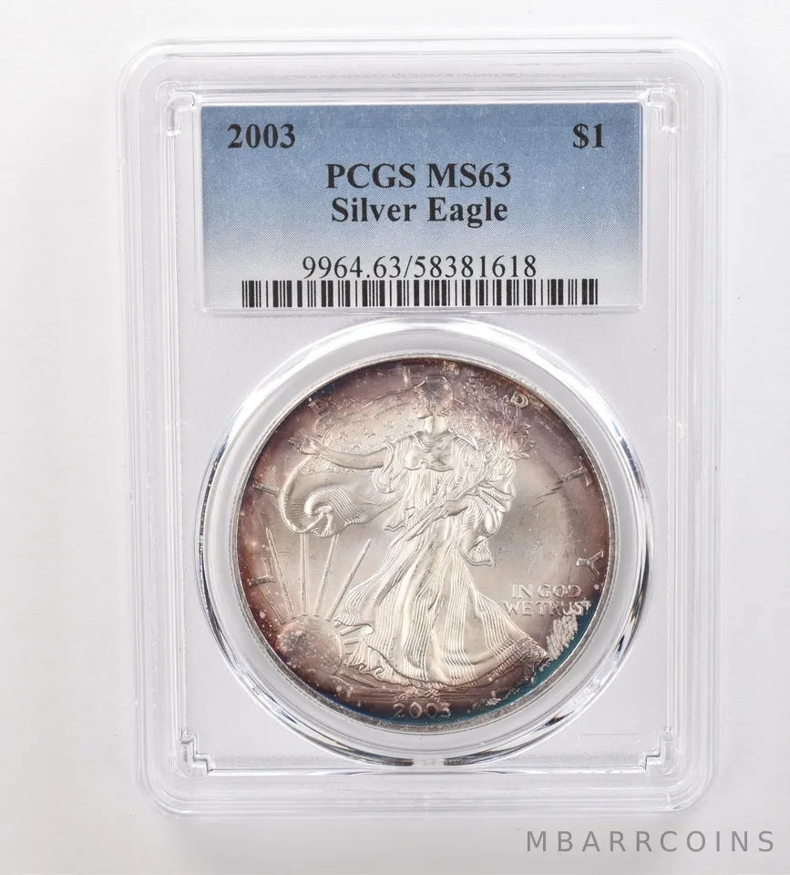 2003 American Silver Eagle MS63 PCGS Beautiful Tone *3335
