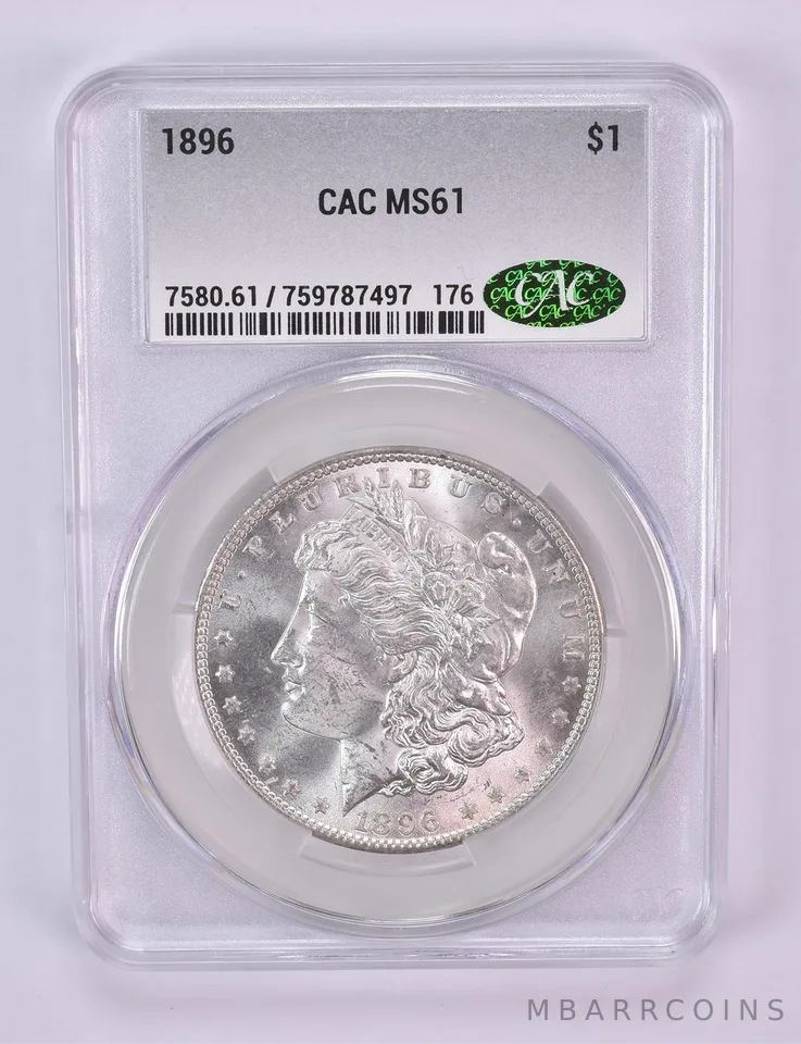 1896 Morgan Silver Dollar MS61 CAC CACg