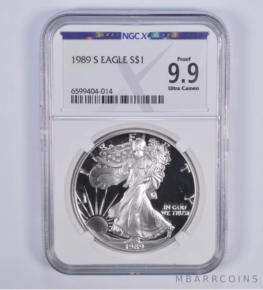 1989-S American Silver Eagle Proof 9.9 NGC X NGCX - Almost PERFECT