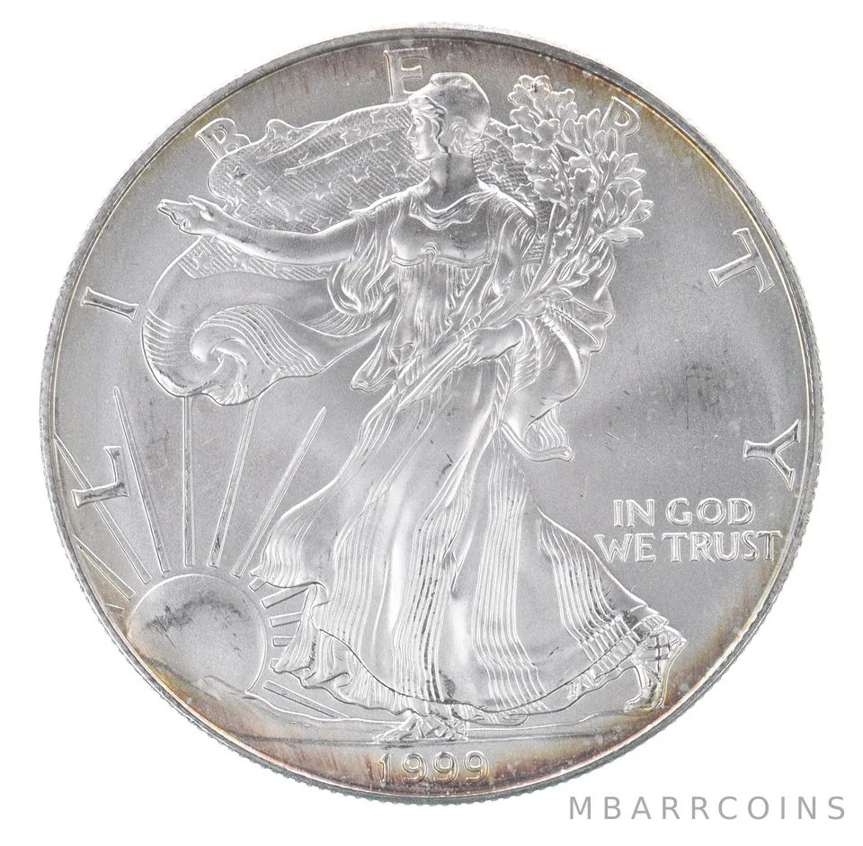 Beautiful Toned - 1999 American Silver Eagle 1 Troy Oz .999 Fine Silver *066