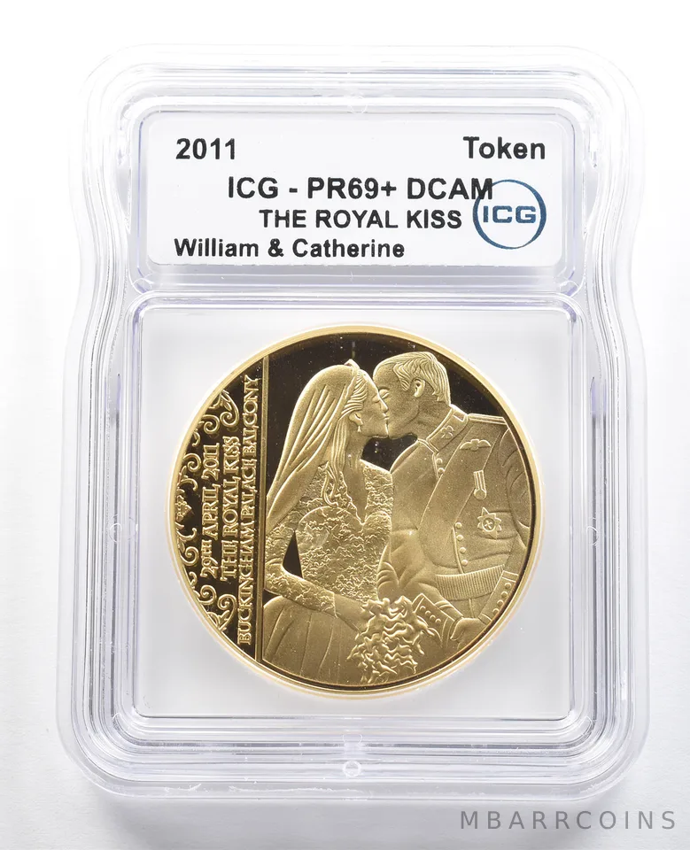 2011 Token The Royal Kiss William & Catherine Gold Layered PR69+ DCAM ICG *4887