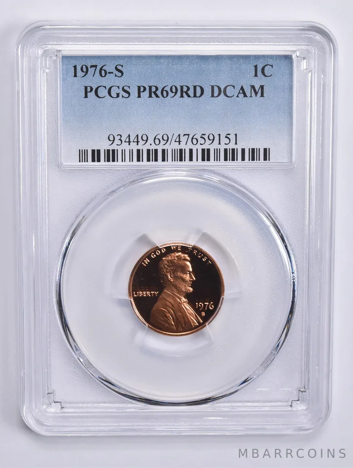 1976-S Lincoln Memorial Cent PR69 RD DCAM PCGS Blue Lbl