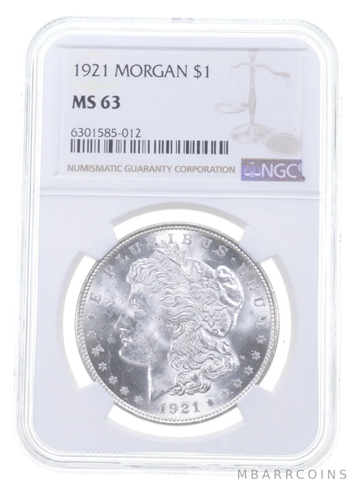 1921 Morgan Silver Dollar MS63 NGC Philadelphia - Brown Label
