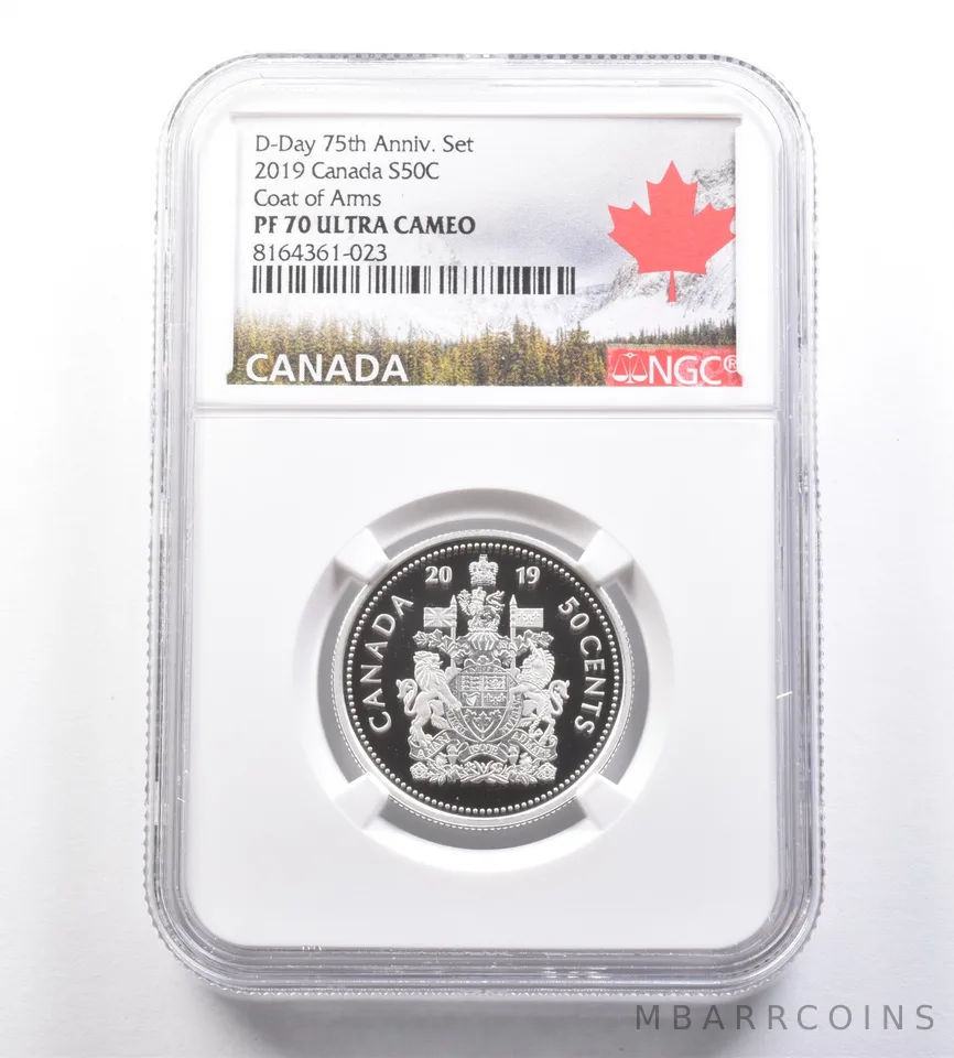 2019 Canada 50 Cents Silver D-Day 75th Set Coat Of Arms PF70 NGC *7129
