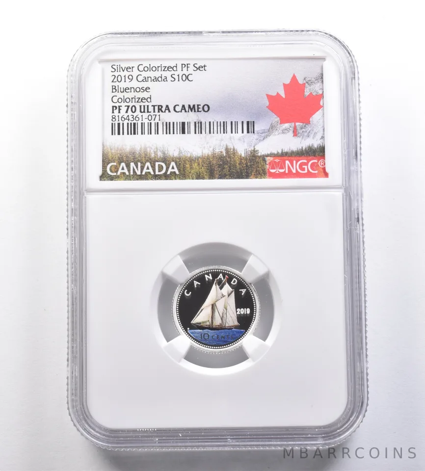 2019 Canada 10 Cents Silver Colorized PF Set Bluenose PF70 UCAM NGC *7081