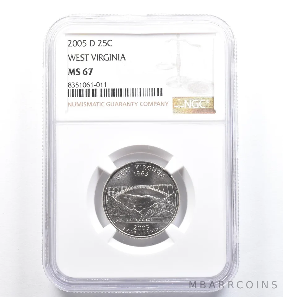 2005-D Washington State Quarter West Virginia MS67 NGC a0839