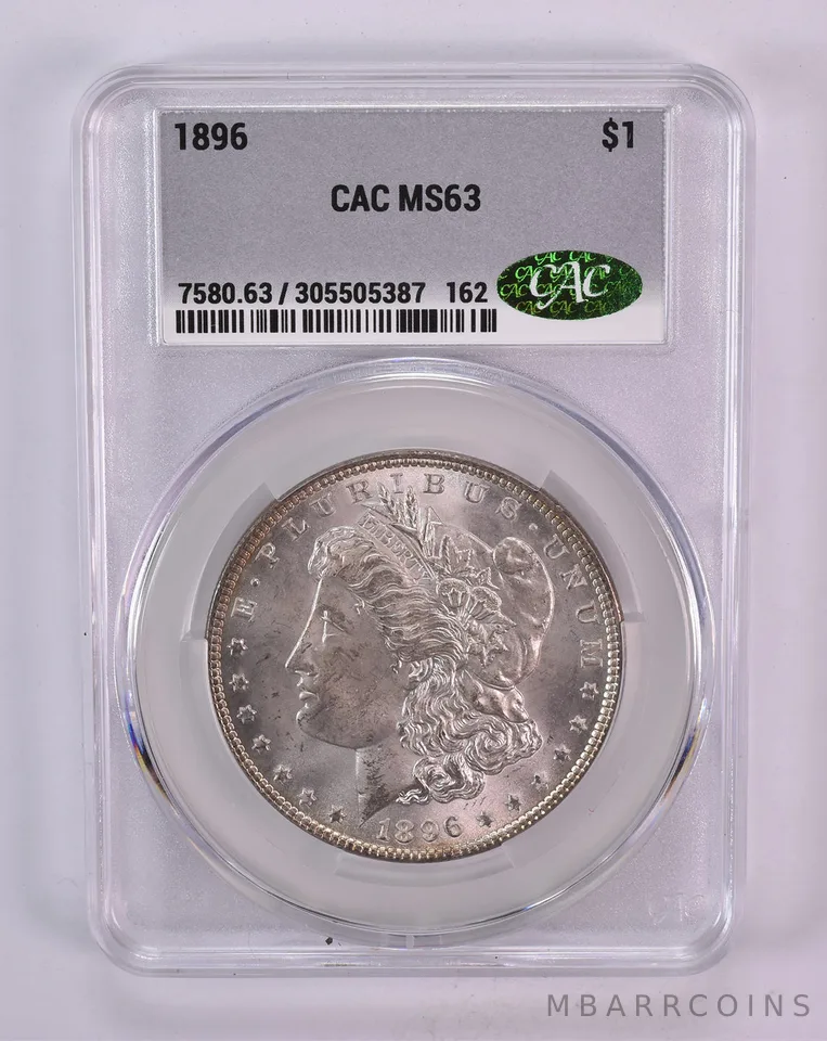 1896 Morgan Silver Dollar MS63 CAC CACg