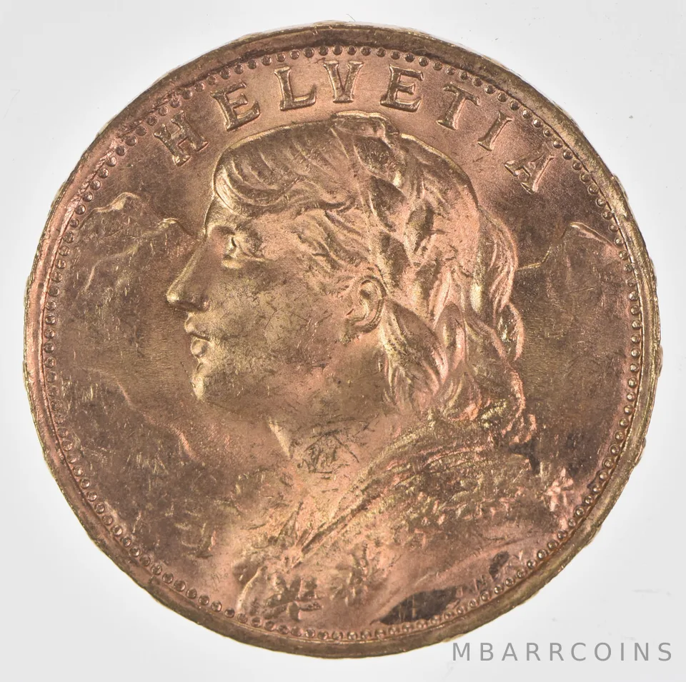 1935 Switzerland 20 Francs Gold