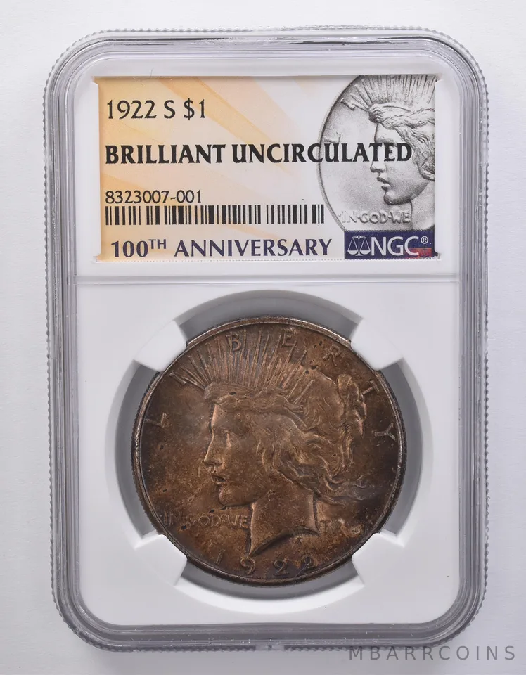 1922-S Peace Silver Dollar BU NGC Beautiful Tone *7174