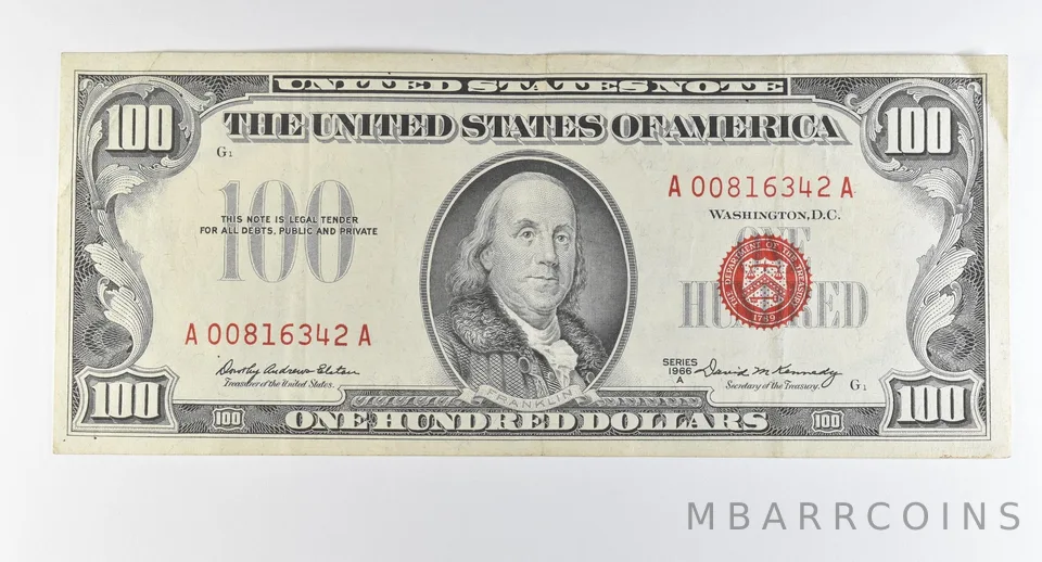1966 A $100 United States Note Red Seal *0313