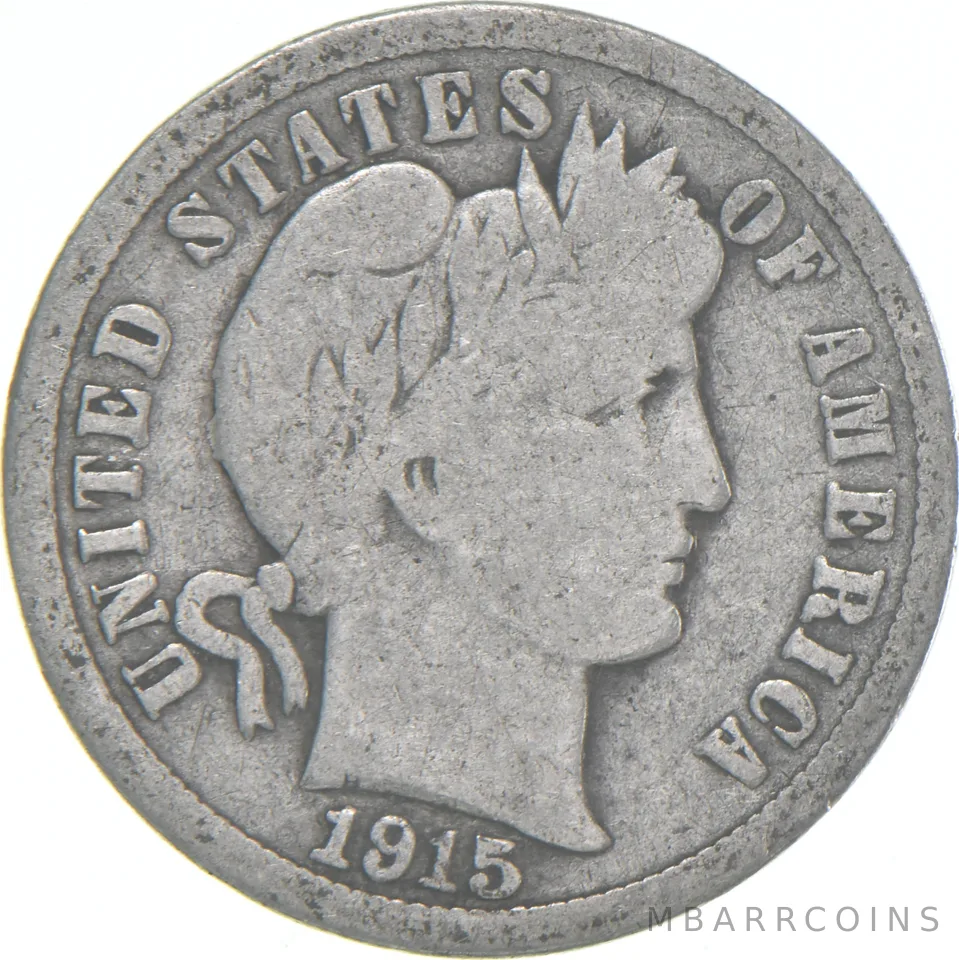 1915-P Barber Dime 90% Silver Average Circ