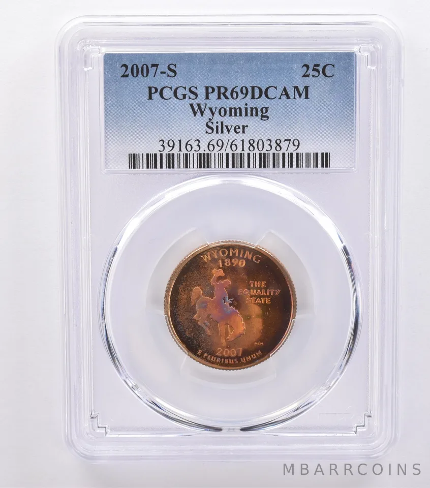 2007-S Washington State Quarter Wyoming Silver PR69 DCAM PCGS Nice Tone *8739