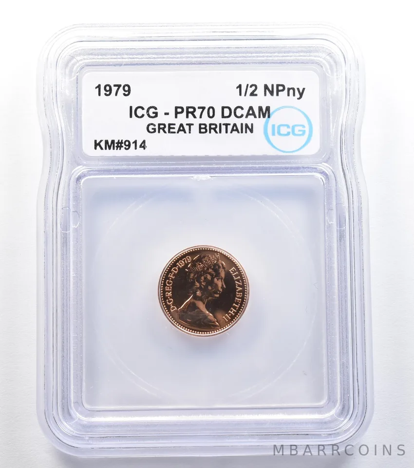 1979 Great Britain 1/2 New Penny KM#914 PR70 DCAM ICG *7838