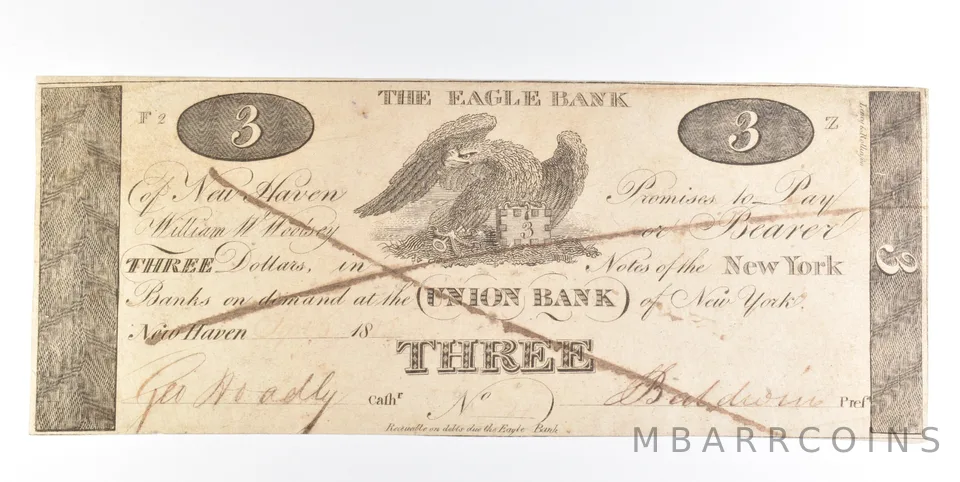 1810 $3 New York NY Union Bank Obsolete Note *0242