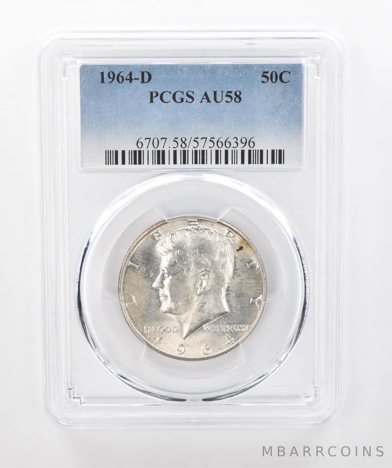 1964-D Kennedy Half Dollar AU58 PCGS Beautiful Tone Reverse *1354