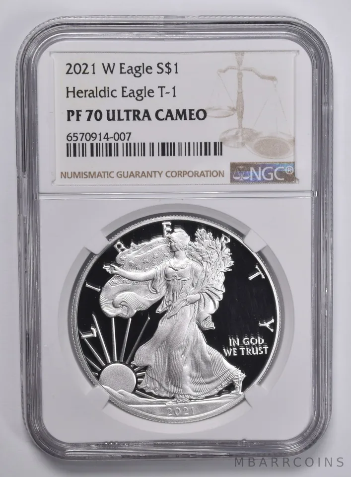2021-W American Silver Eagle Type 1 PF70 UCam NGC Brown Lbl