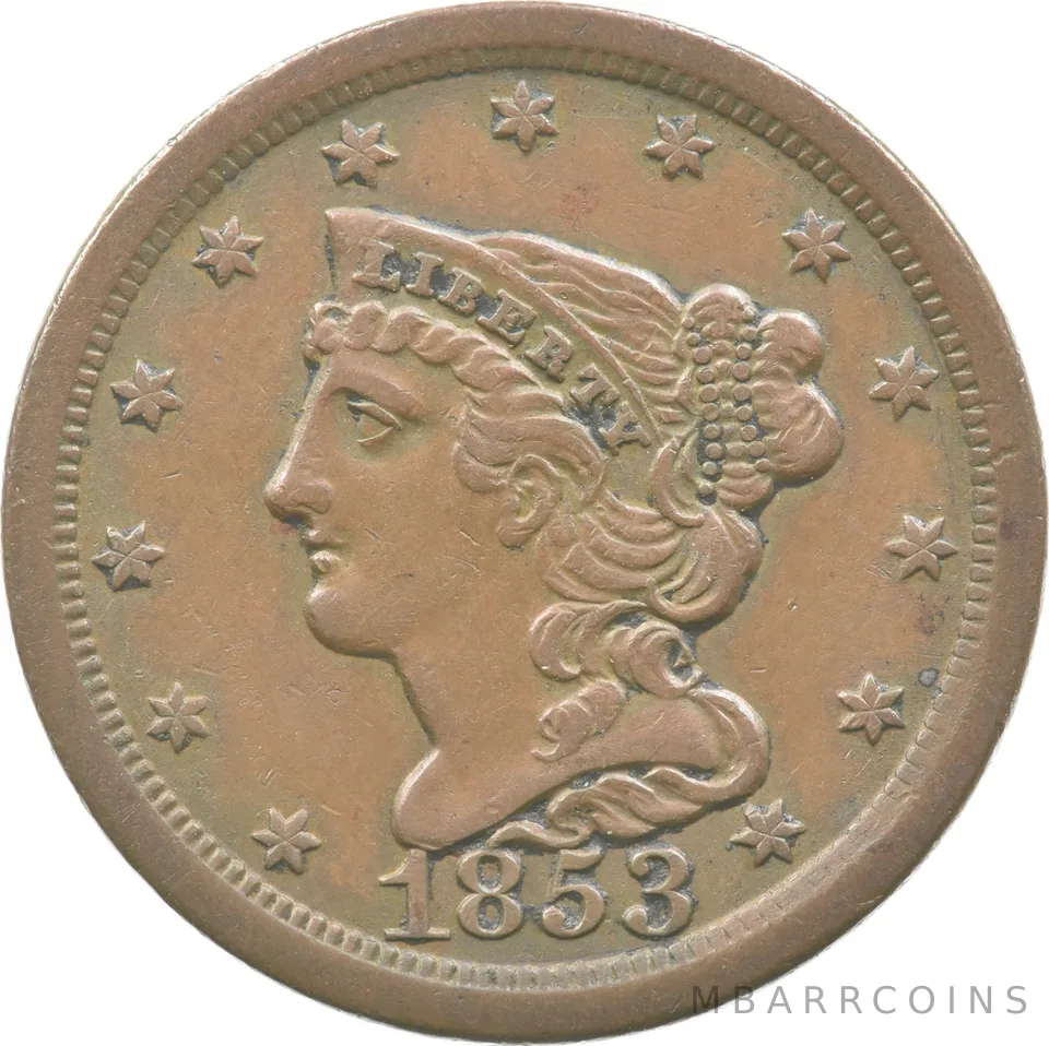 1853 Braided Hair Half Cent *6909