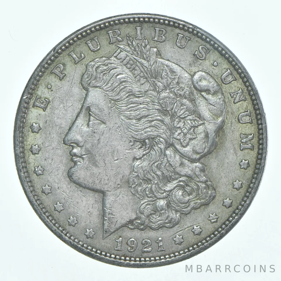 (1) CHAU 1921 (P) Morgan Silver Dollar CHOICE AU Almost Uncirculated 90%