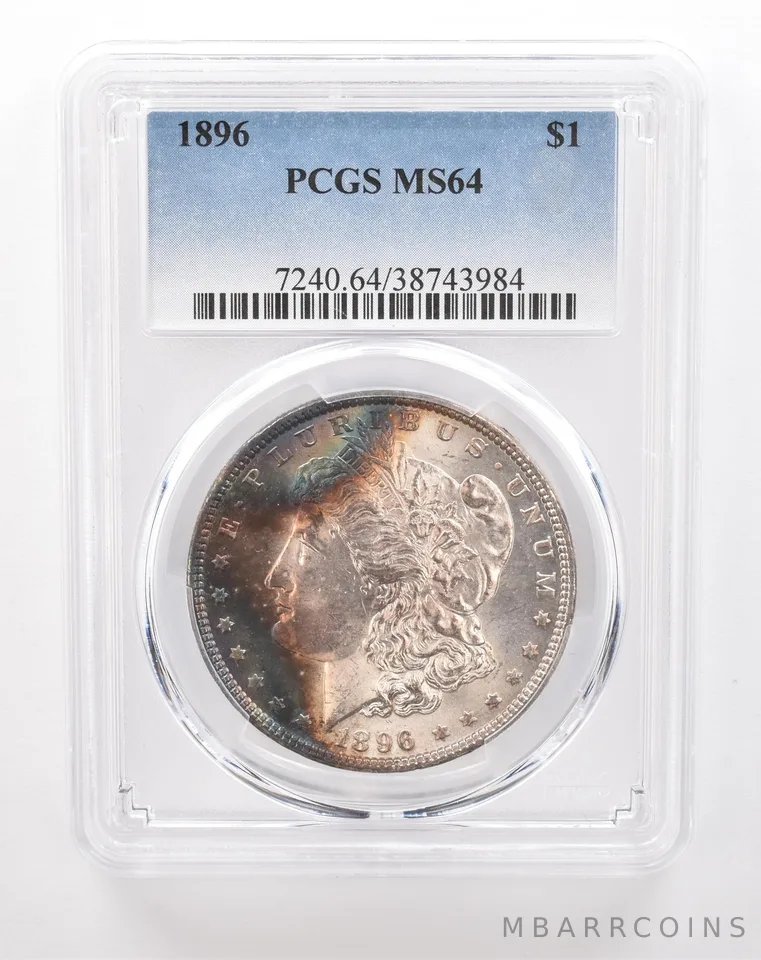 1896 Morgan Silver Dollar MS64 PCGS Beautiful Tone a2848