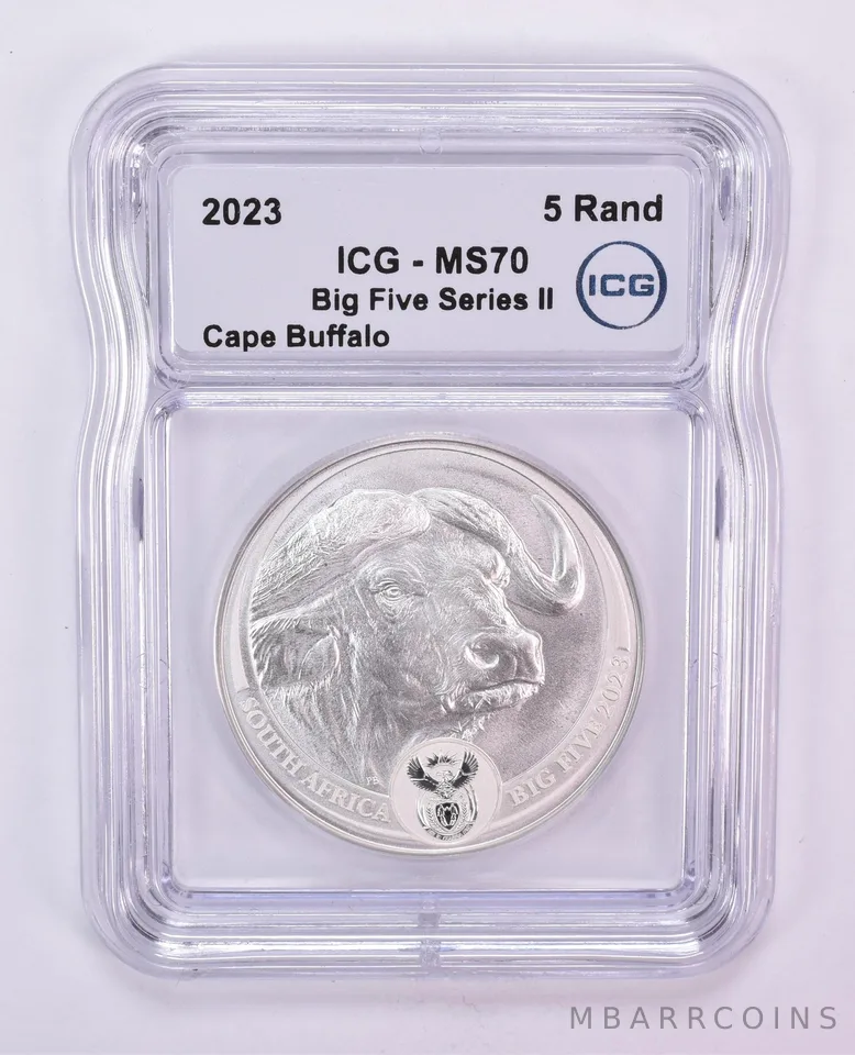 2023 South Africa 5 Rand Silver Buffalo Big Five Series II MS70 ICG