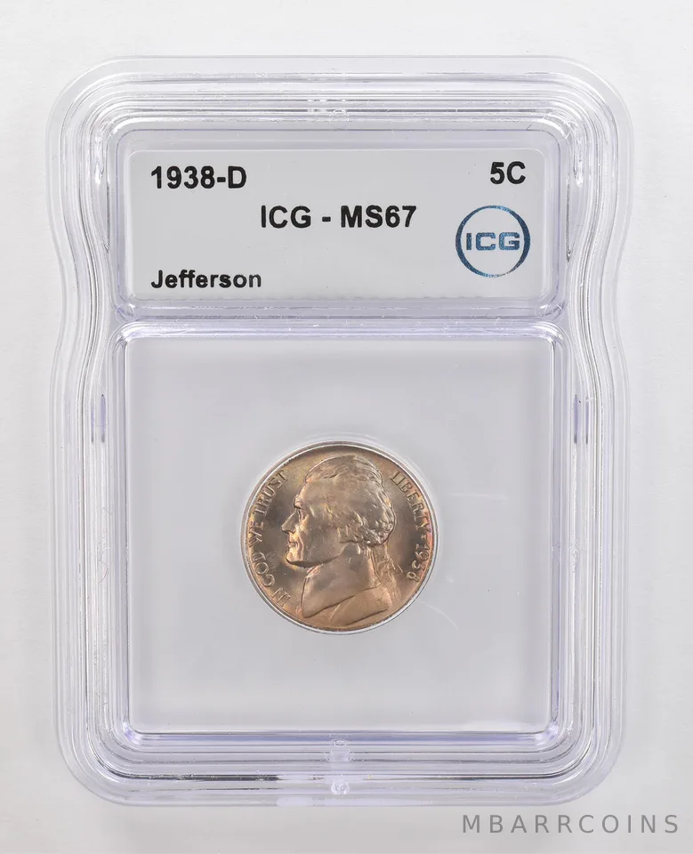 1938-D Jefferson Nickel MS67 ICG Beautiful Tone *4366
