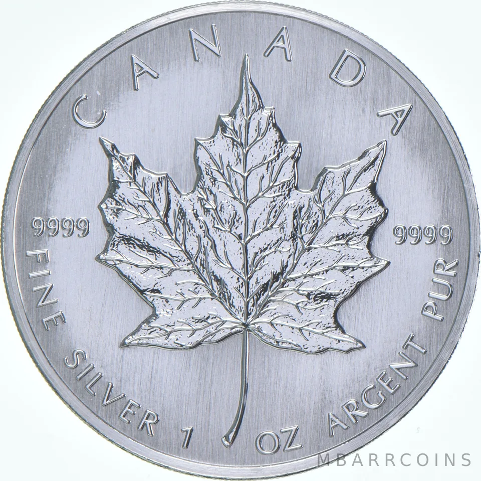 1990 Canada 5 Dollars Silver Maple Leaf 1 Oz Silver BU