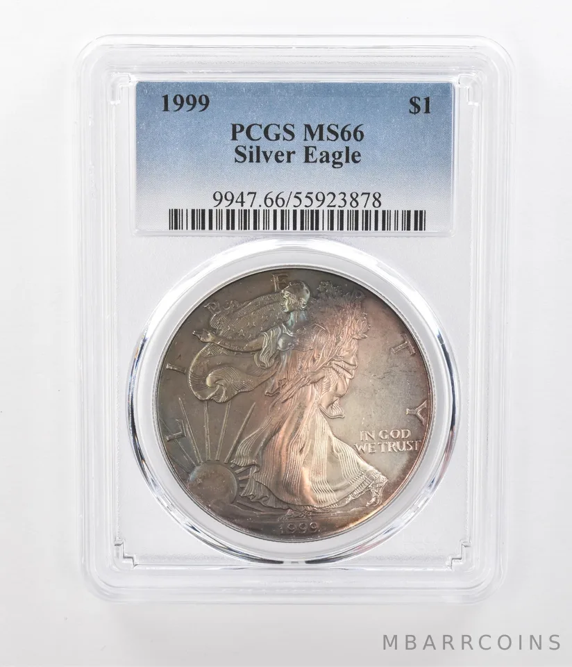1999 American Silver Eagle MS66 PCGS Beautiful Tone *1256