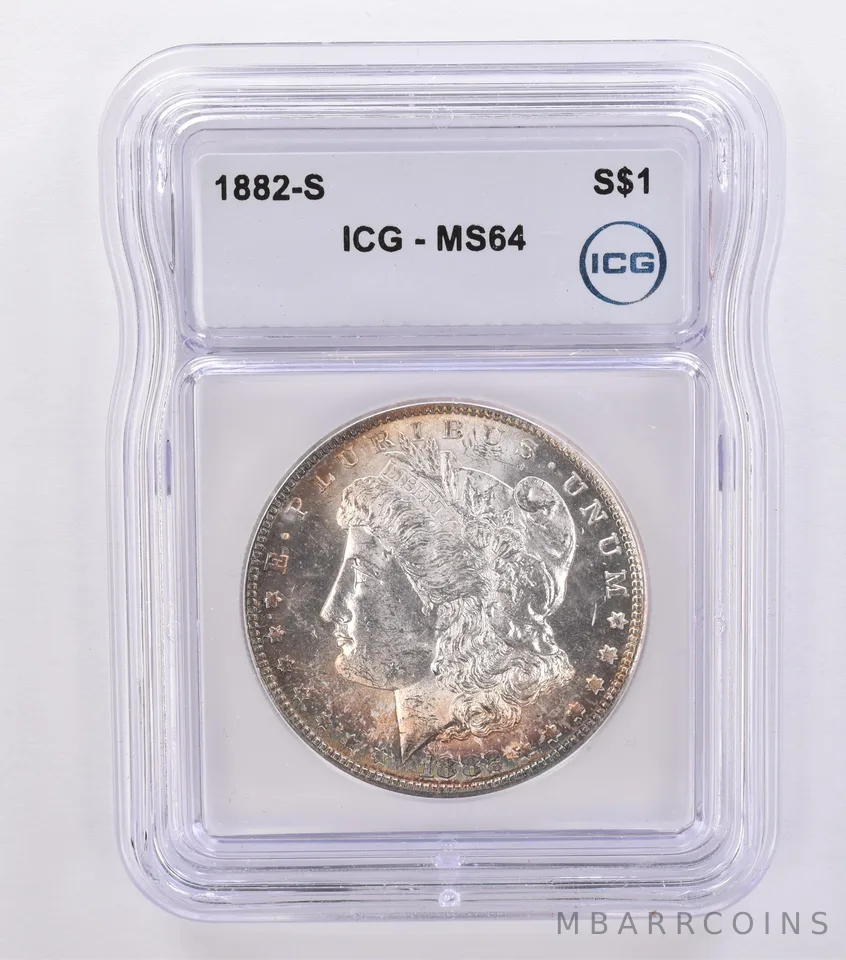 1882-S Morgan Silver Dollar MS64 ICG Beautiful Tone a8685