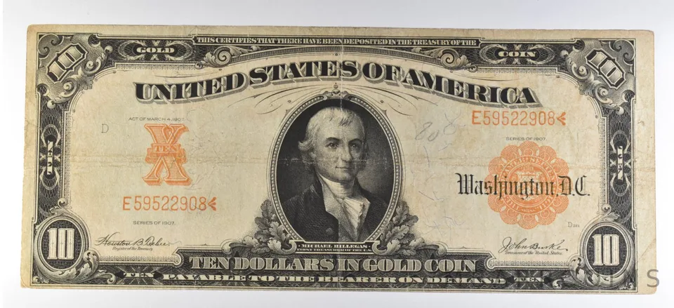 1907 $10 US Gold Certificate Large Note Yellow Seal *5646