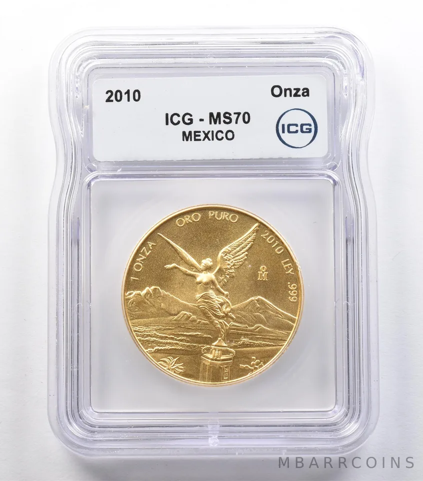 2010 Mo Mexico 1 Onza Gold Libertad MS70 ICG *2541